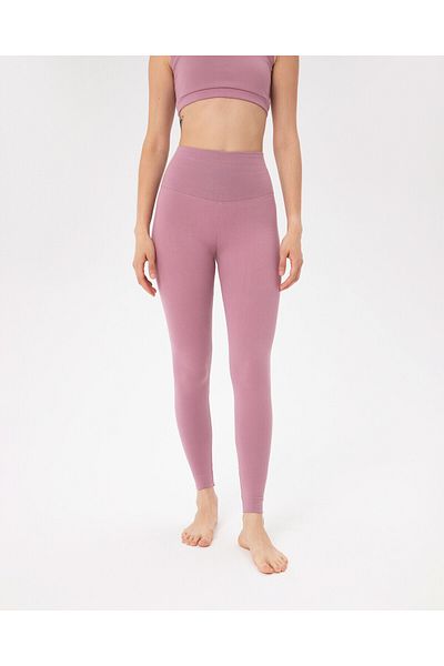 Ayma Active High Waist Pink Organic Cotton Basic Tights - Certified