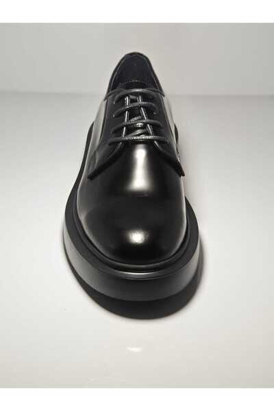 TETRİ Tetri 030 Πραγματικά Δερμάτινα Χειροποίητα Μαύρα Ανοιγόμενα Casual Παπούτσια