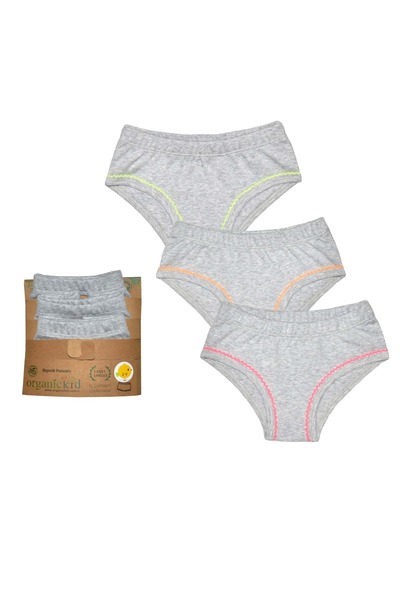 OrganicKid Neon Kız Çocuk Gri İç Çamaşır Set 3lu