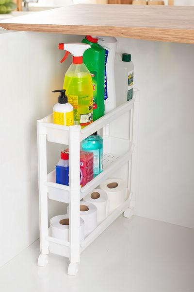 Porsima Org-65 Wheeled 3-Tier Organizer Shelf White
