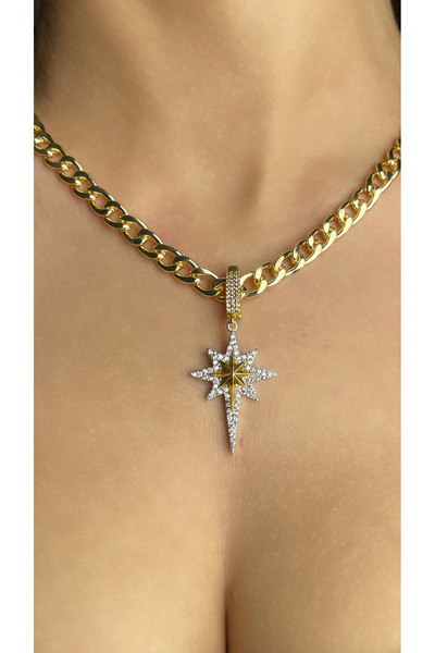 Çelik Taşlı Kutup Yıldızı Kolye