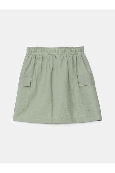 LC Waikiki Lcw Kids Light Khaki Elastic Waist Cargo Skirt for Girls