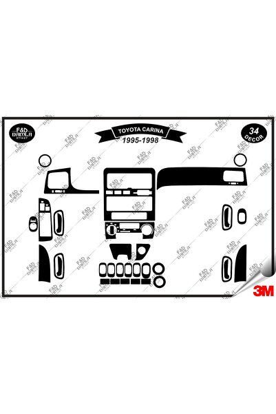FD Damla Etiket For Toyota Carina 1995-1998 Glove Box Console Trim Chest Maho...