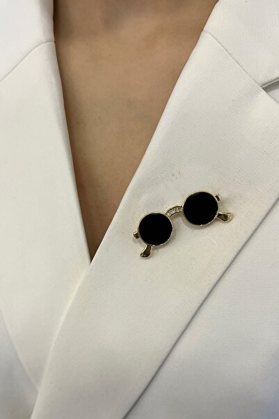 Modex Taş Detaylı Güneş Gözlüğü Broş (4cm)