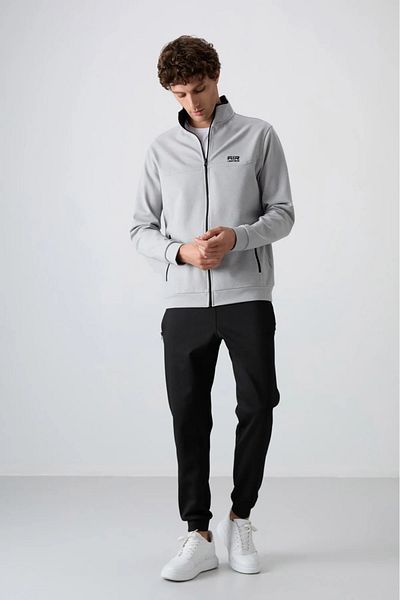 TOMMY LIFE Hugo Grey Melange - Μαύρη ανδρική φόρμα Jogger 85198