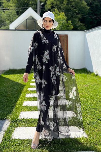 Remsa Mayo Μονό Kaftan Pareo με μοτίβο ορχιδέας - Μαγιό Remsa Hijab 430-318