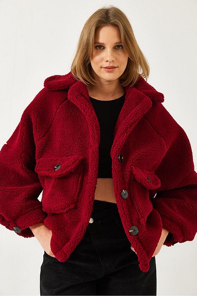 Bianco Lucci Women's Double Pocket Oversize Plush Coat 3117 60261159
