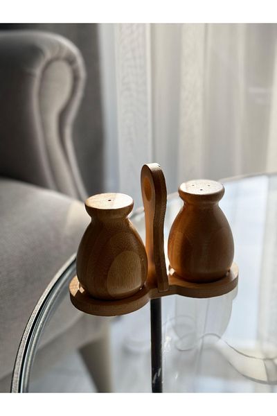 MİMOZA PARK 2-Piece Bamboo Salt and Pepper Shaker with Stand