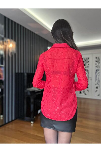 Atelier Derin Kırmızı Şifon Gömlek