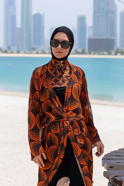 Remsa Mayo Ρετρό RP015 - Μονό Kaftan Kimono Pareo σε χιτζάμπ μαγιό