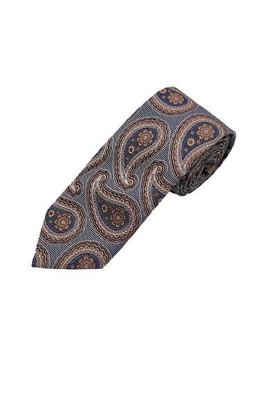 Brianze Light Brown Blue Shawl Pattern Tie