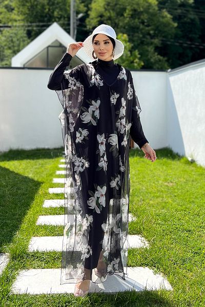 Remsa Mayo Orchid Patterned Single Caftan Pareo - Remsa Hijab Swimsuit 430-318