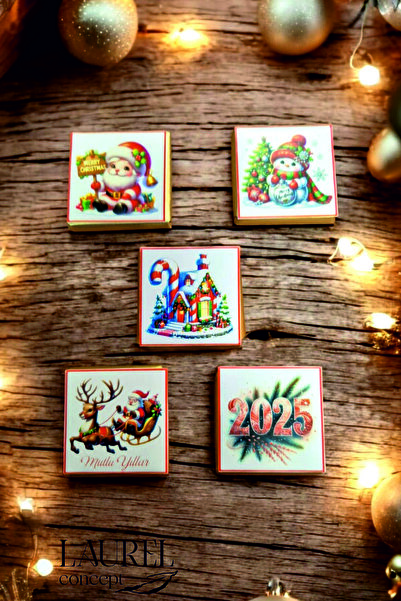 laurelconcept Şeffaf kutulu 5 adet Yılbaşı Çikolatası 2 adet