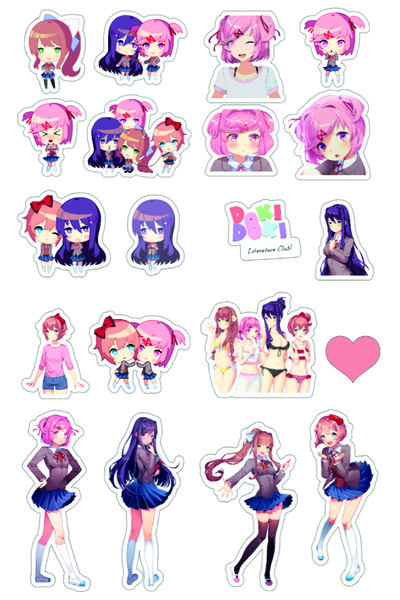 nihonwosekai DDLC Doki Doki Literature Club Mini Set de autocolante anime