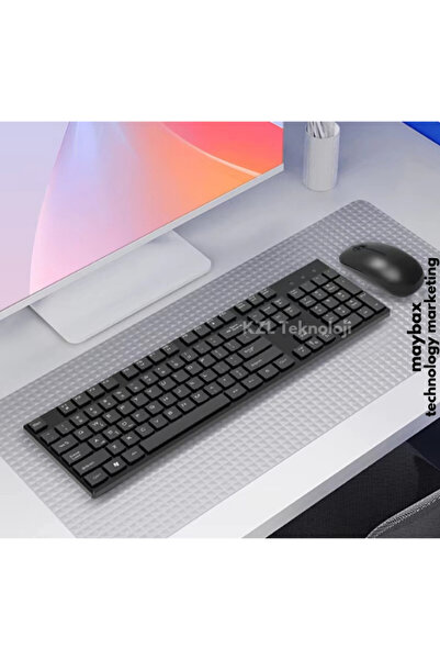 Maybax Ultra Slim Tv Pc Mobile Tablet Uyumlu Kablosuz Q Klavye Mouse Set Siyah 2.4 Ghz Wireless Set Numlock