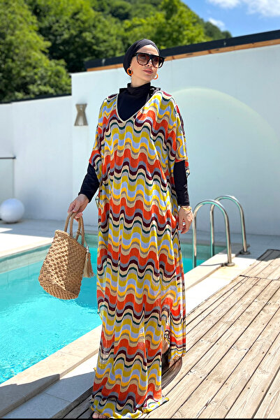 Remsa Mayo Colorful Knitwear Knitted Single Kaftan Pareo - Remsa Hijab Swimsuit 430-T10
