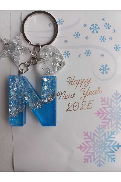 demirbasavm سلسلة مفاتيح جديدة مصنوعة يدويًا من YILA مصنوعة يدويًا بحروف Epoxy N