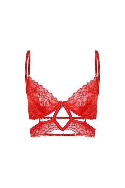 Feu De Elu Eclatant Red Lace Bustier Bra