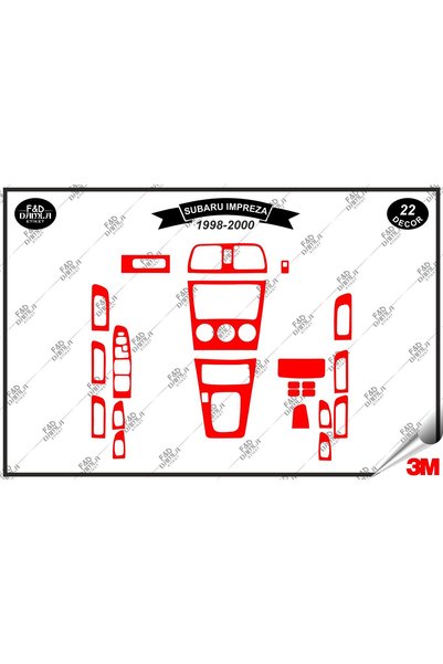 FD Damla Etiket Subaru Impreza 1998-2000 Dashboard Console Trim Chest Mahogan...