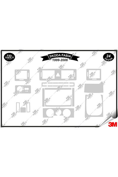 FD Damla Etiket Για Skoda Fabia 1999-2006 Κονσόλα Γκαμπάνα Διακοσμητικό Σετ μαόνι με επένδυση 24 τεμαχίων ασημί