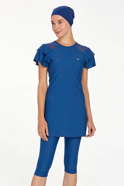 Remsa Mayo Short Sleeve Lycra Tights Swimsuit Semi Covered Swimsuit 3205 Light Navy