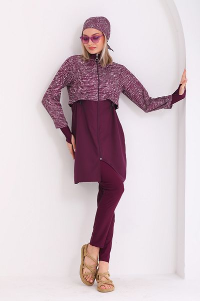 REMSA Full Covered Hijab Swimsuit Pera 2322 Point Purple