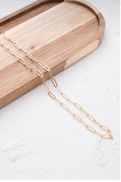 Pretty Çelik ataç Oval Zincir Kolye