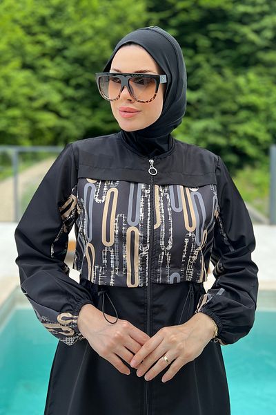 REMSA Single Top Parachute Full Covered Hijab Μαγιό 2451 Χρυσό
