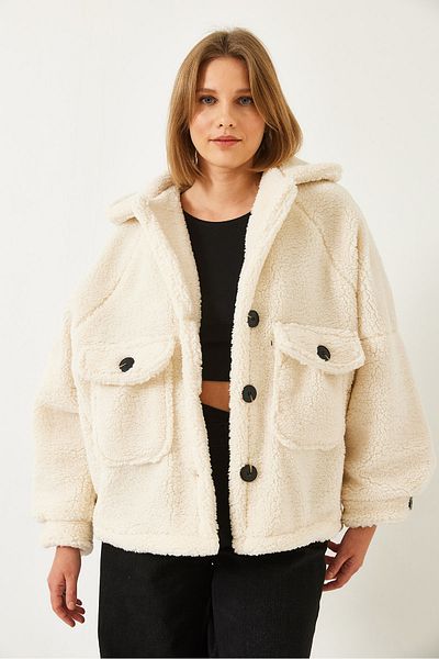 Bianco Lucci Women's Double Pocket Oversize Plush Coat 3117 60261159