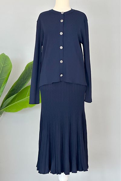 REMSA Nuss Mercerized Knitwear Fish Skirt Set 1301 Navy Blue