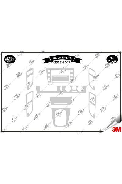 FD Damla Etiket Skoda Super B V2002-2007 Κονσόλα γαντιών - Ασημί Χρώμα Σετ 10 τεμαχίων