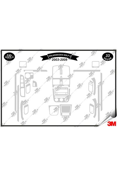 FD Damla Etiket 2003-2008 Για Volkswagen Golf 5 Ασημί Χρώμα Κονσόλα Θαμνοσανίδας - Σετ 33 τεμαχίων μαόνι
