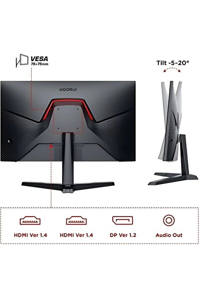 Koorui 23.8" 24e3 Ips 1ms 165hz Hdmı, Displayport Adaptivesync Vesa 1080p Gaming Siyah Monitör