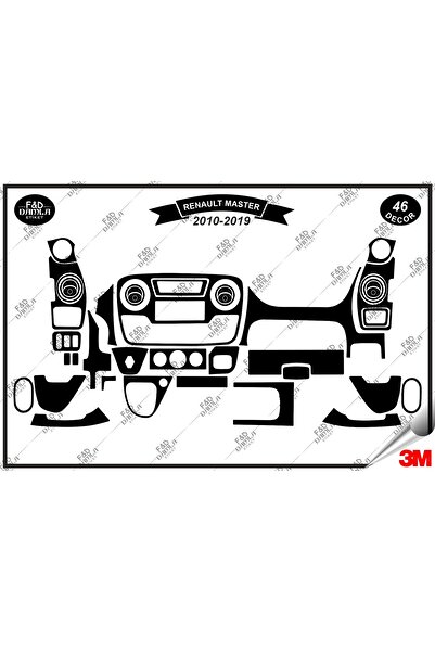 FD Damla Etiket Renault Master 3 (2010-2019) Torpido Konsol Trim Göğüs Maun K...