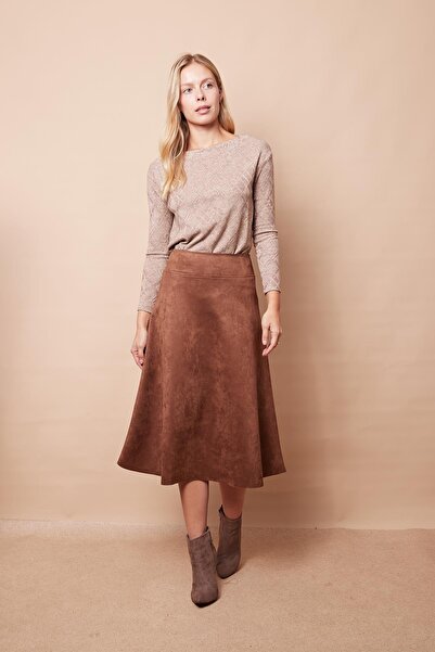 Jument Ελαφρύ ύφασμα Lycra Suede Ψηλόμεση κιλό μακριά φούστα