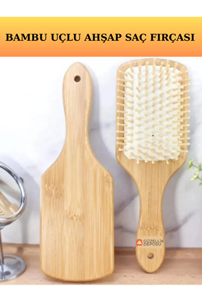 Güzellik Deposu Doğal Bambu Uçlu Saç Tarağı Ahşap Saç Fırçası Ahşap Tarak