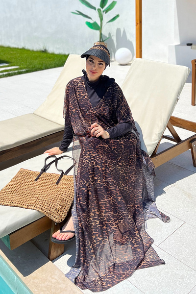 Remsa Mayo Χρωματιστό Hijab Pareo με σχέδιο Leopard - Μοντέλο 430-313