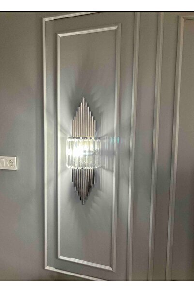 Modern Avize Krom Rengi Aplik Duvar Lambası Salon Koridor Otel Restoran Dekoratif Aplik