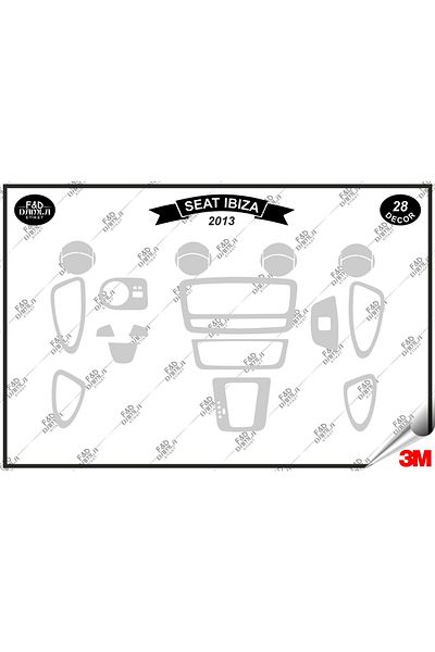 FD Damla Etiket Seat Ibiza 2013 Κονσόλα Γκαμπάρι Διακοσμητικό Σετ μαόνι με επένδυση 28 τεμαχίων Ασημί
