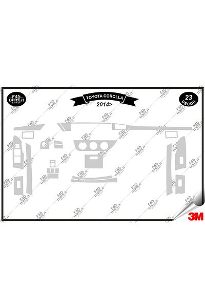FD Damla Etiket Toyota Corolla 2014 Κονσόλα Γκαμπάνιας Διακοσμητικό Σετ μαόνι με επένδυση 23 τεμαχίων Ασημί
