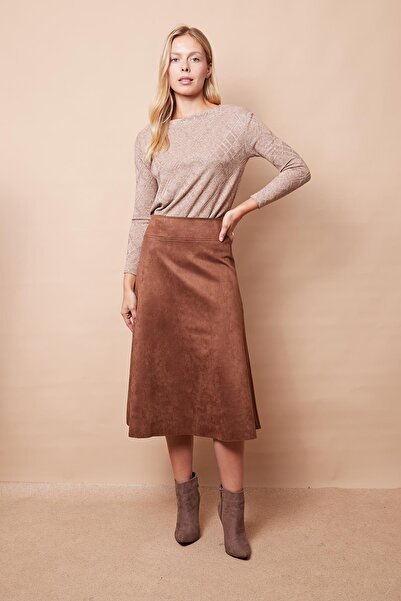 Jument Ελαφρύ ύφασμα Lycra Suede Ψηλόμεση κιλό μακριά φούστα