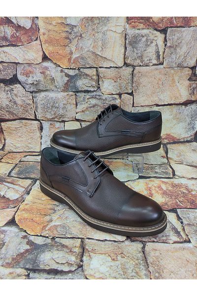 Rego Brown Genuine Leather Lace-Up Eva Sole Casual Classic Men's Shoes