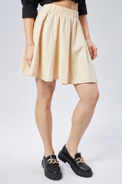 MAKSEN TEKSTİL Коротка спідниця з вогняним принтом та бавовняними вставками