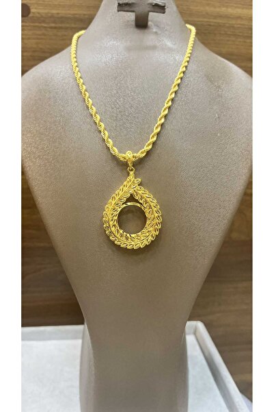 barisiva gold 22 ayar altın kaplama çeyrek için zincirli kolye