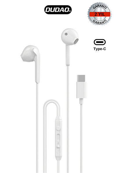 DUDAO X3c - Kulak Içi Kablolu Kulaklık Type-c Girişli Beyaz