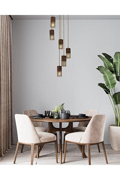 Avonni Avonnı Av-60265-6et Eskitme Kaplama Modern Avize E27 Metal Ahşap 40cm