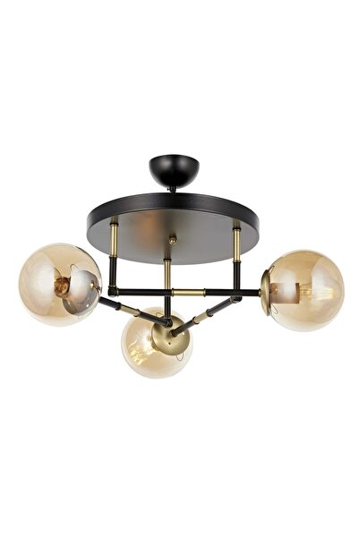 Avonni Av-60327-3t-bsy Siyah Boyalı Modern Avize E27 Metal Cam 40cm