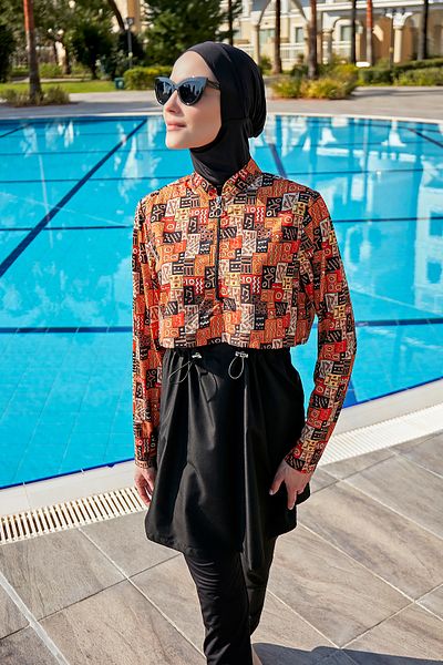 Remsa Mayo Μαγιό R110 Model Hijab - Σύμβολο με εμφάνιση αλεξίπτωτου, κάλυμμα μπροστά και πλήρως καλυμμένο