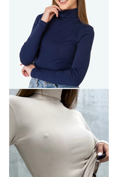 Koçibar Ecru - Bleumarin Culori de lux Gâtul țesut Body Camisole Raster Slimfit