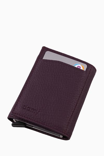DAMY Unisex Genuine Leather Mechanismed Wallet 626MG - Plum